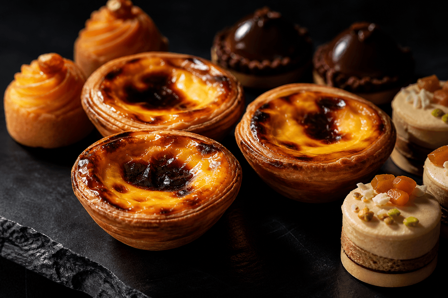 Custard tarts and pastries